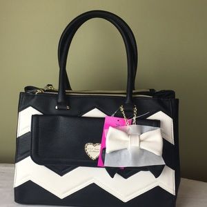 Brand new Betsey Johnson chevron satchel handbag